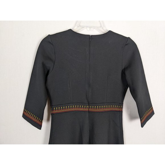 Lai Meng five cats Colorful‎ Embroidered black dress size S - Picture 4 of 9